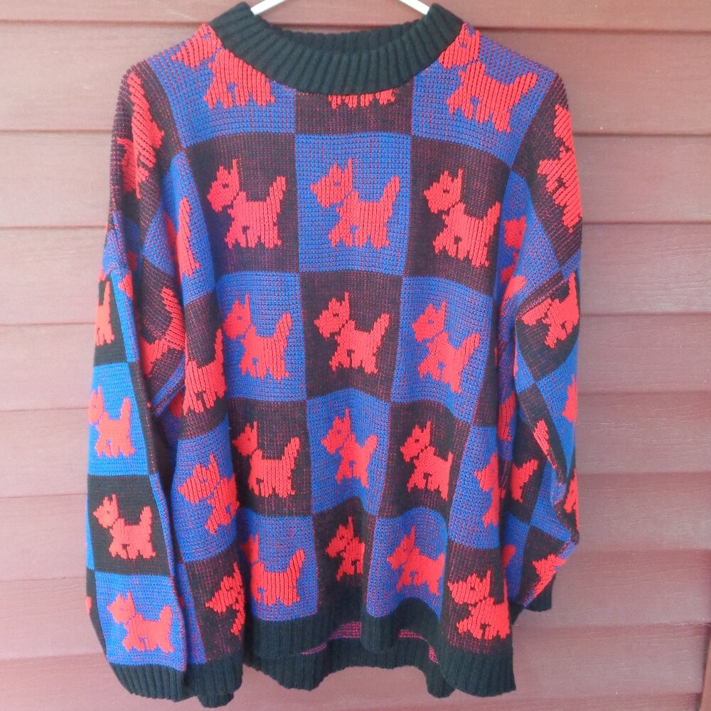 Vintage 80's Scottie Dog Acrylic Sweater